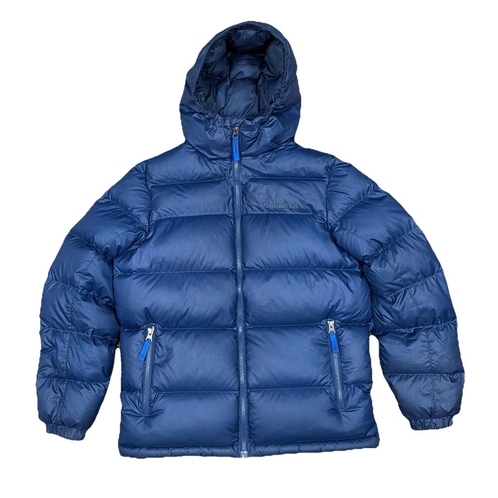 Marmot Guides Down Hoody Jacket Kids Size XL Arctic Navy Blue 700 Fill NICE